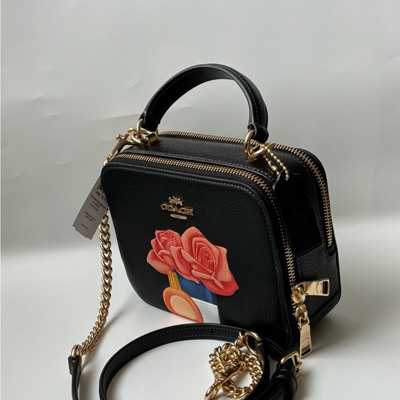 NWT COACH CQ047 Coach X Tom Wesselmann Box Crossbody Leather Black Multi - Picture 9 of 16